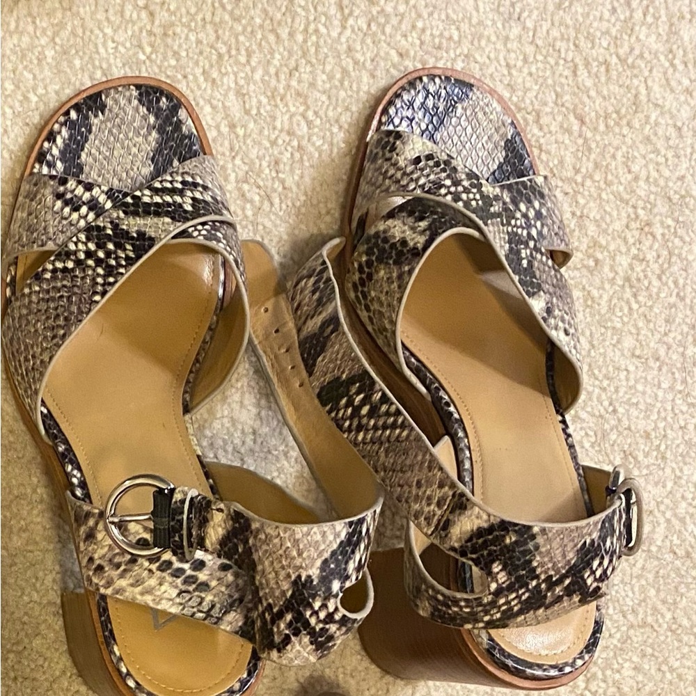 Marc Fisher Brown Sandals with Exotic Print